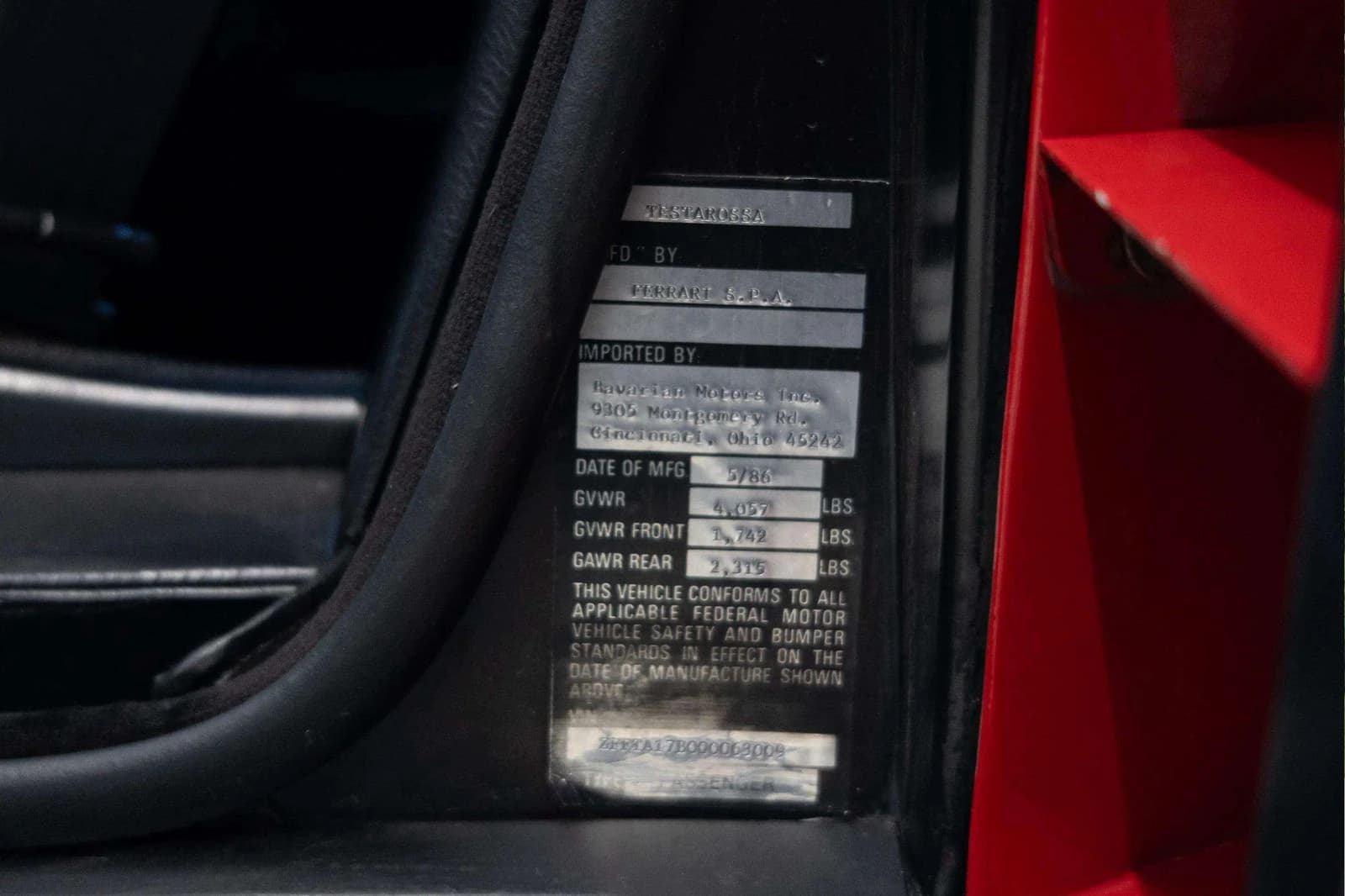 1986 Ferrari Testarossa — Interior 14