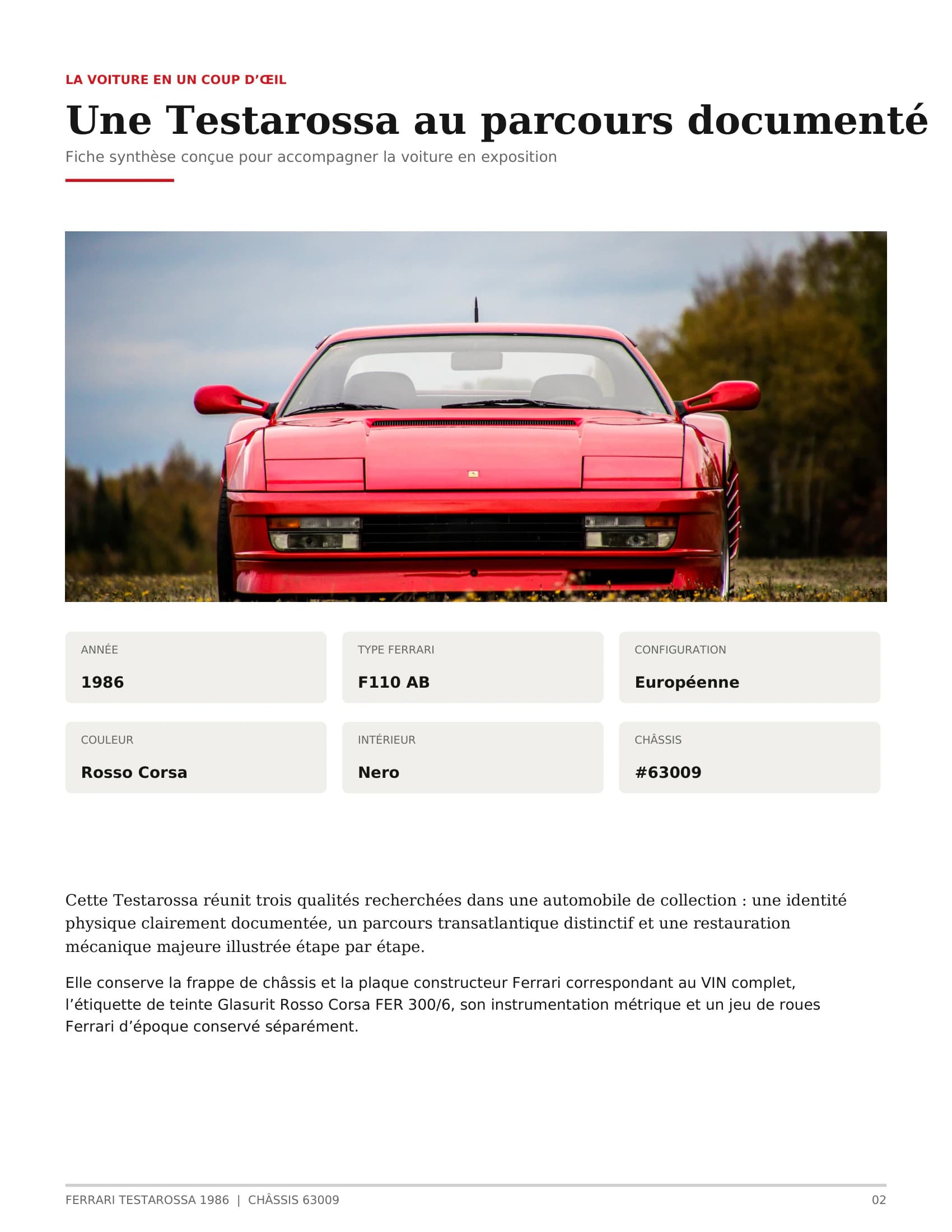 1986 Ferrari Testarossa — Numbers & documentation 2