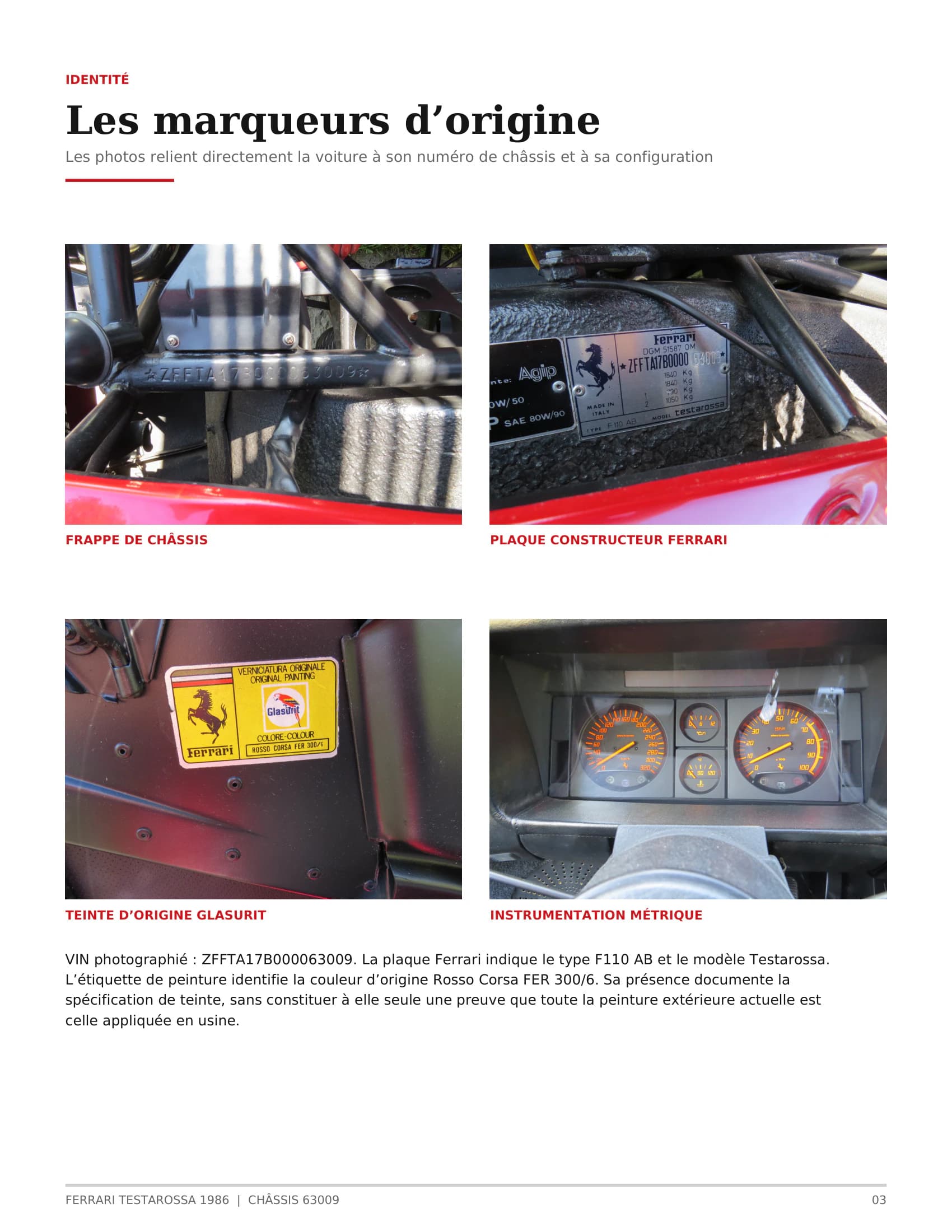 1986 Ferrari Testarossa — Numbers & documentation 3