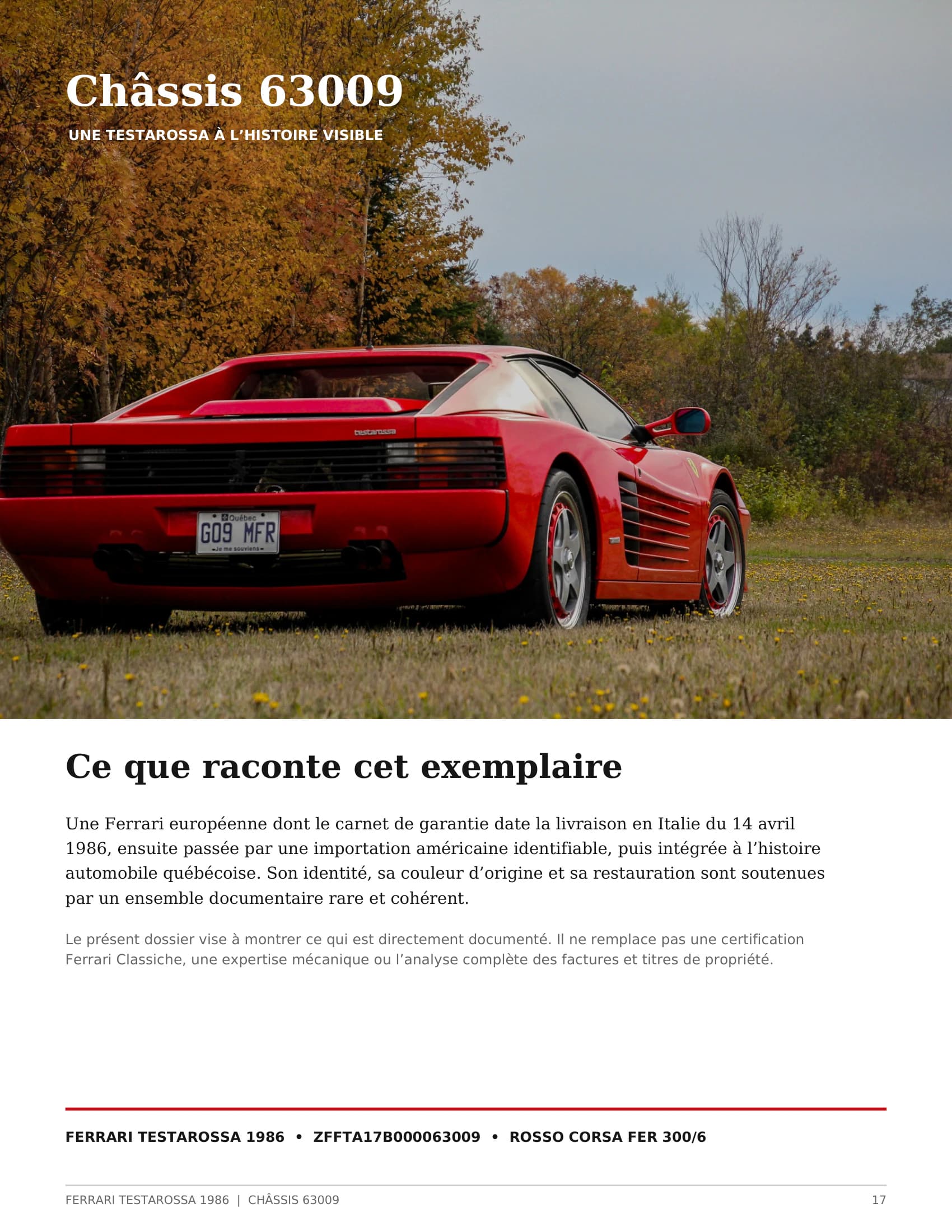 1986 Ferrari Testarossa — Numbers & documentation 17