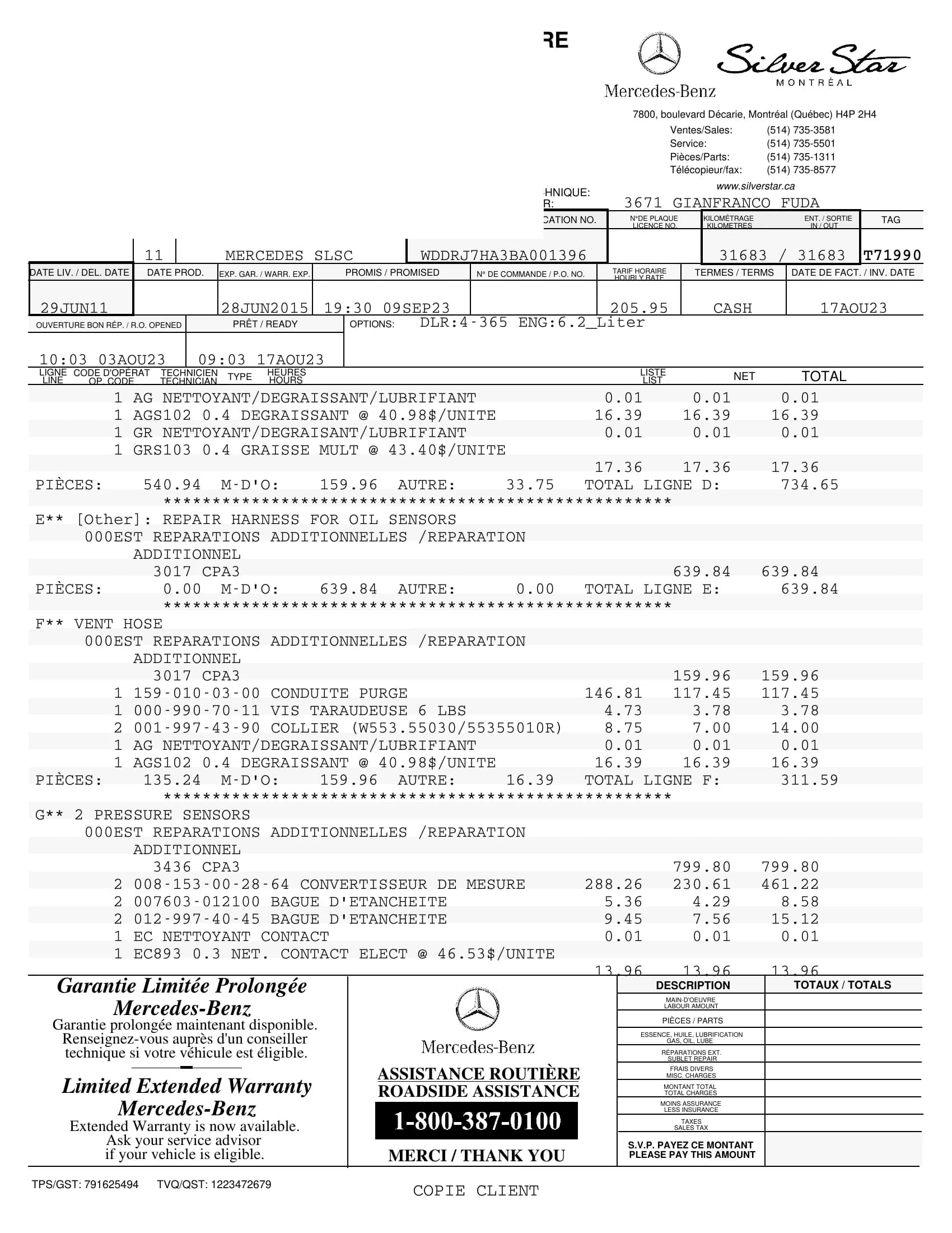 2011 Mercedes-Benz SLS AMG — Numbers & documentation 17